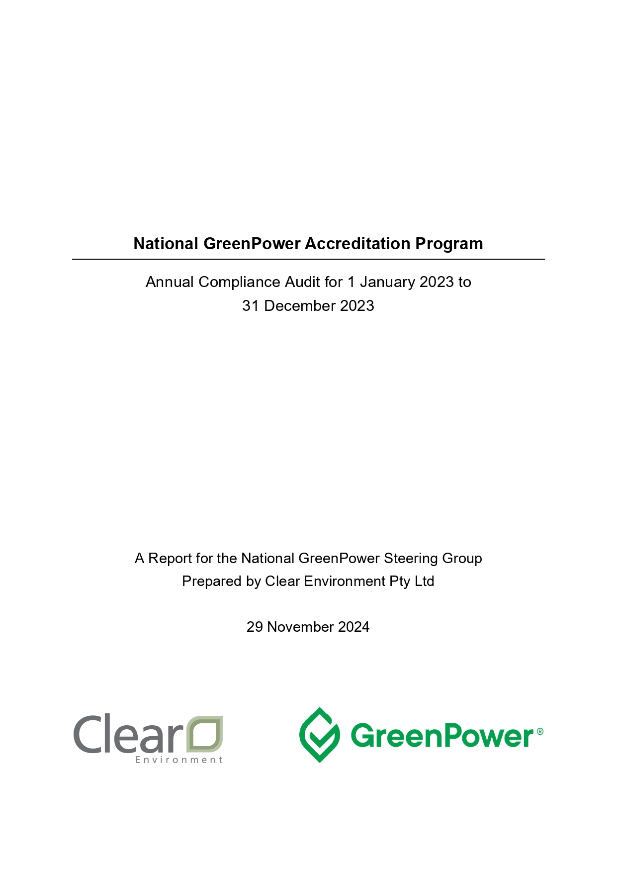 GreenPower 2023 Public Report Title Page