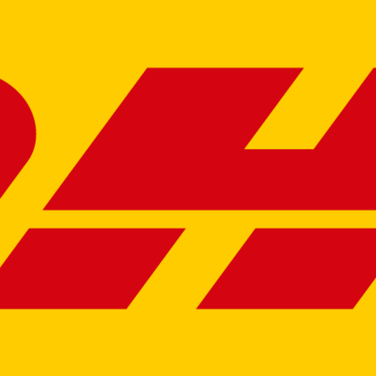 DHL logo with red text on yellow background